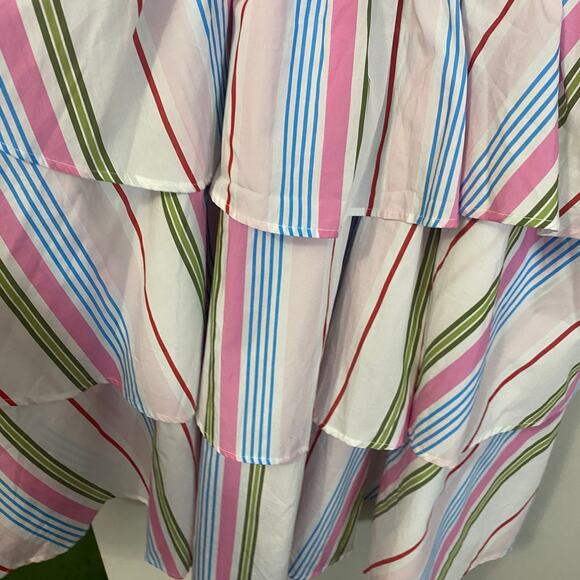 Hill House NWT The Gigi Dress Rainbow Stripe Ruffle Tiered Mini Dress Sz XXL - Picture 5 of 12